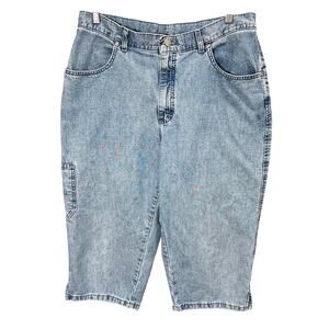 Vintage 90s Riveted by Lee Cargo Capris Women's 34" Waist Light Wash Side Pocket